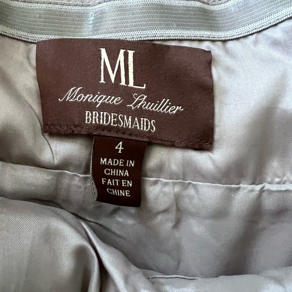 Anthropologie Monique Lhuillier Silver Strapless Formal Mini Dress - Picture 3 of 5